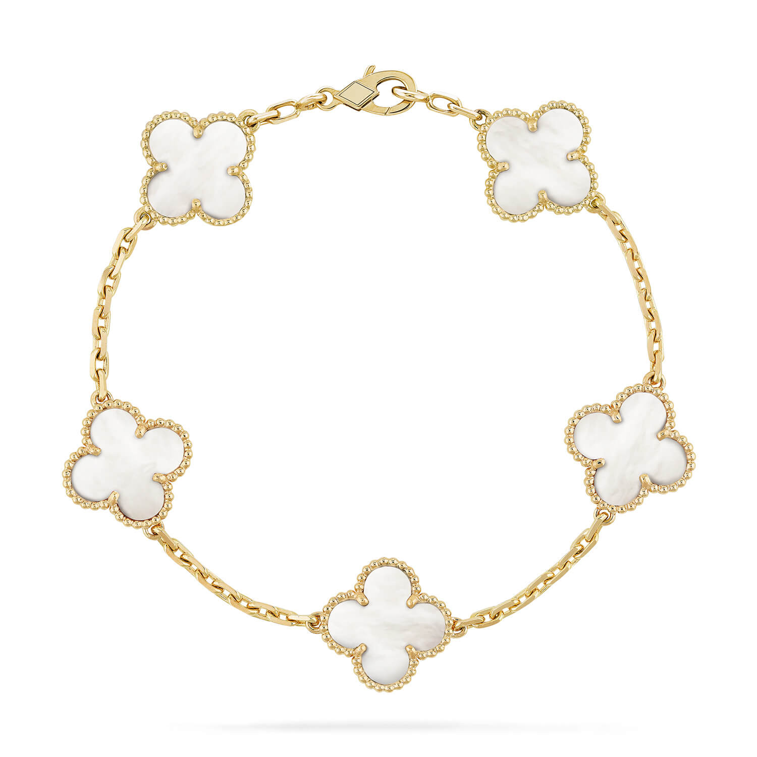 [Raffine]CLOVER  5 MOTIF WHITE MOP BRACELET
