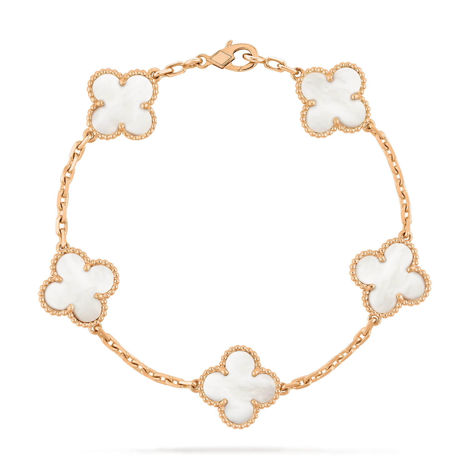 [Raffine]CLOVER  5 MOTIF WHITE MOP BRACELET