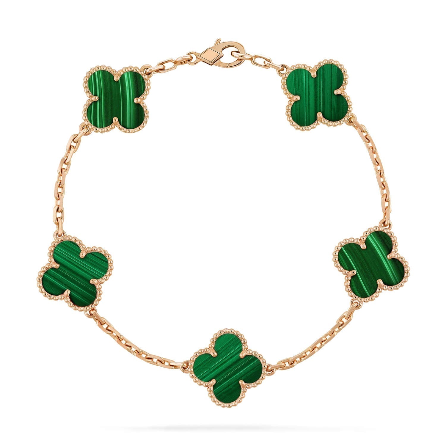 [Raffine]CLOVER 5 MOTIFS MALACHITE BRACELET