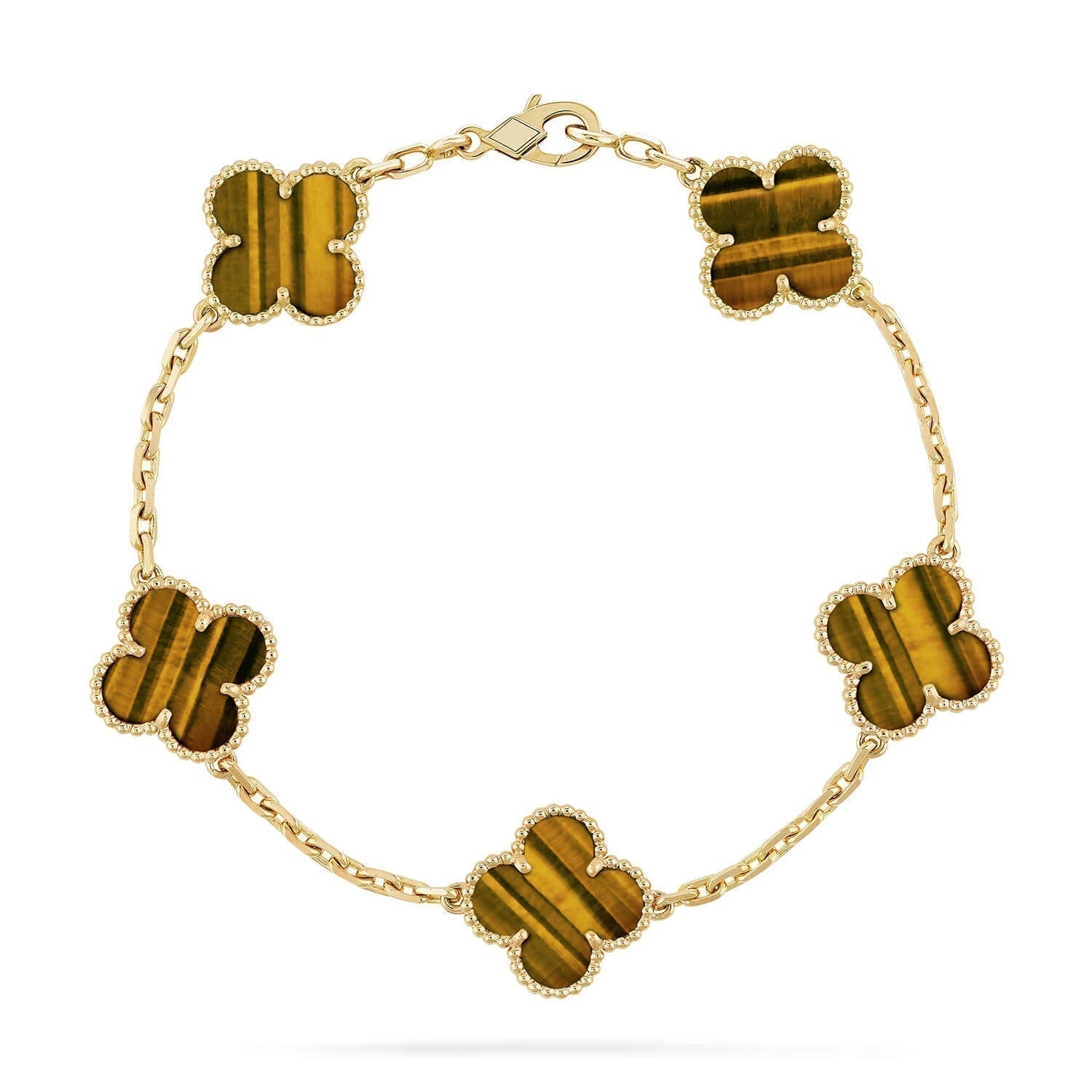 [Raffine]CLOVER  5 MOTIFS TIGER EYE BRACELET