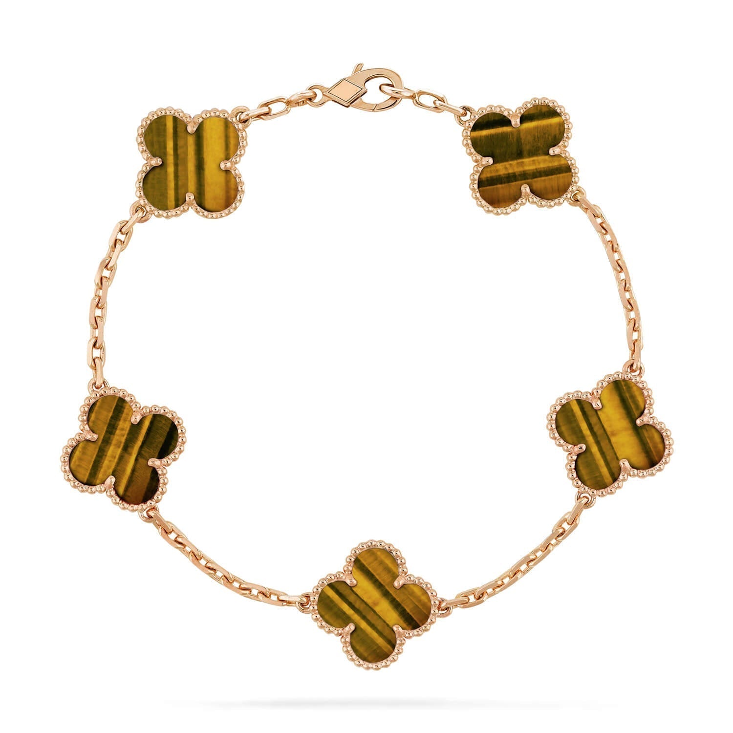 [Raffine]CLOVER  5 MOTIFS TIGER EYE BRACELET