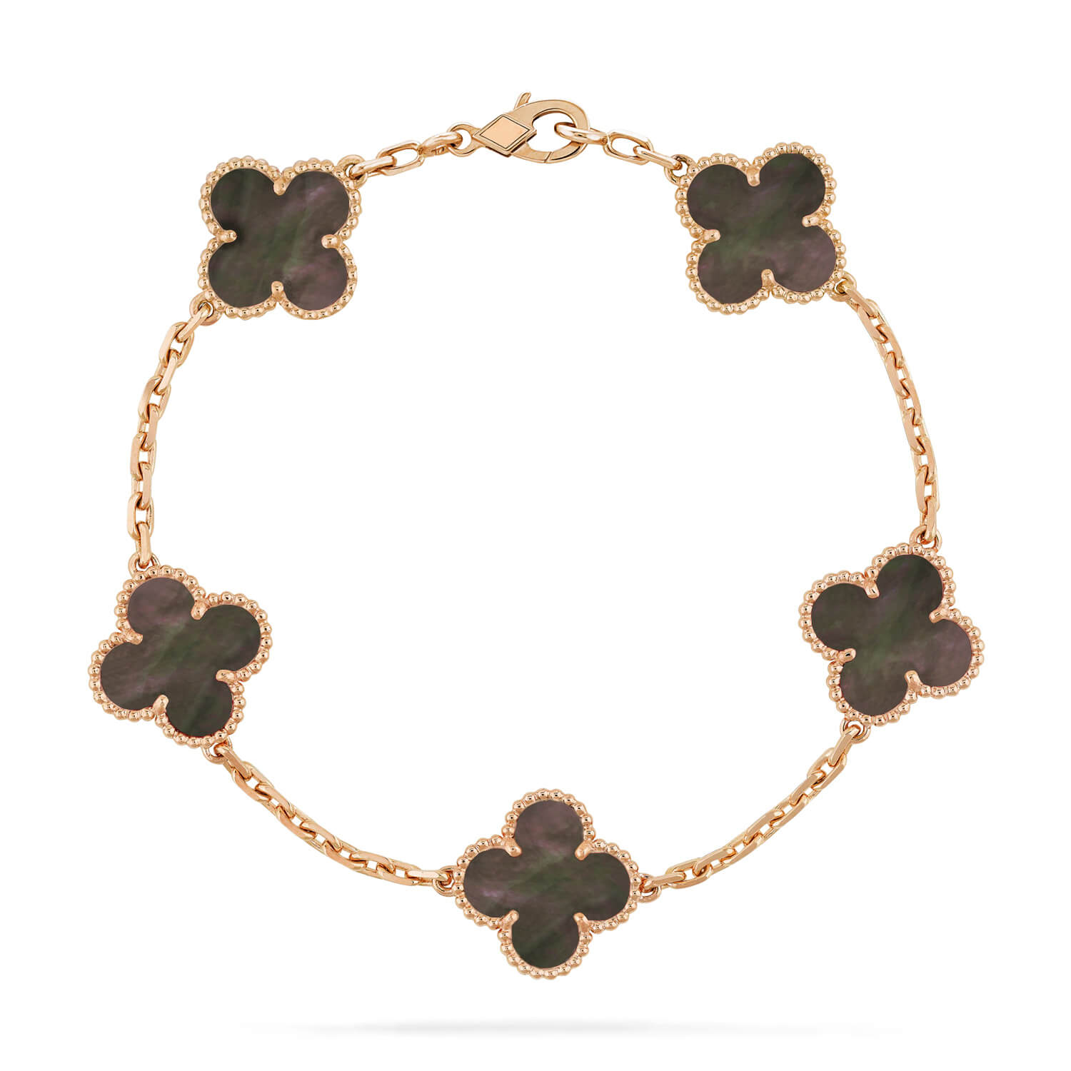 [Raffine]CLOVER 5 MOTIF GRAY MOP  BRACELET