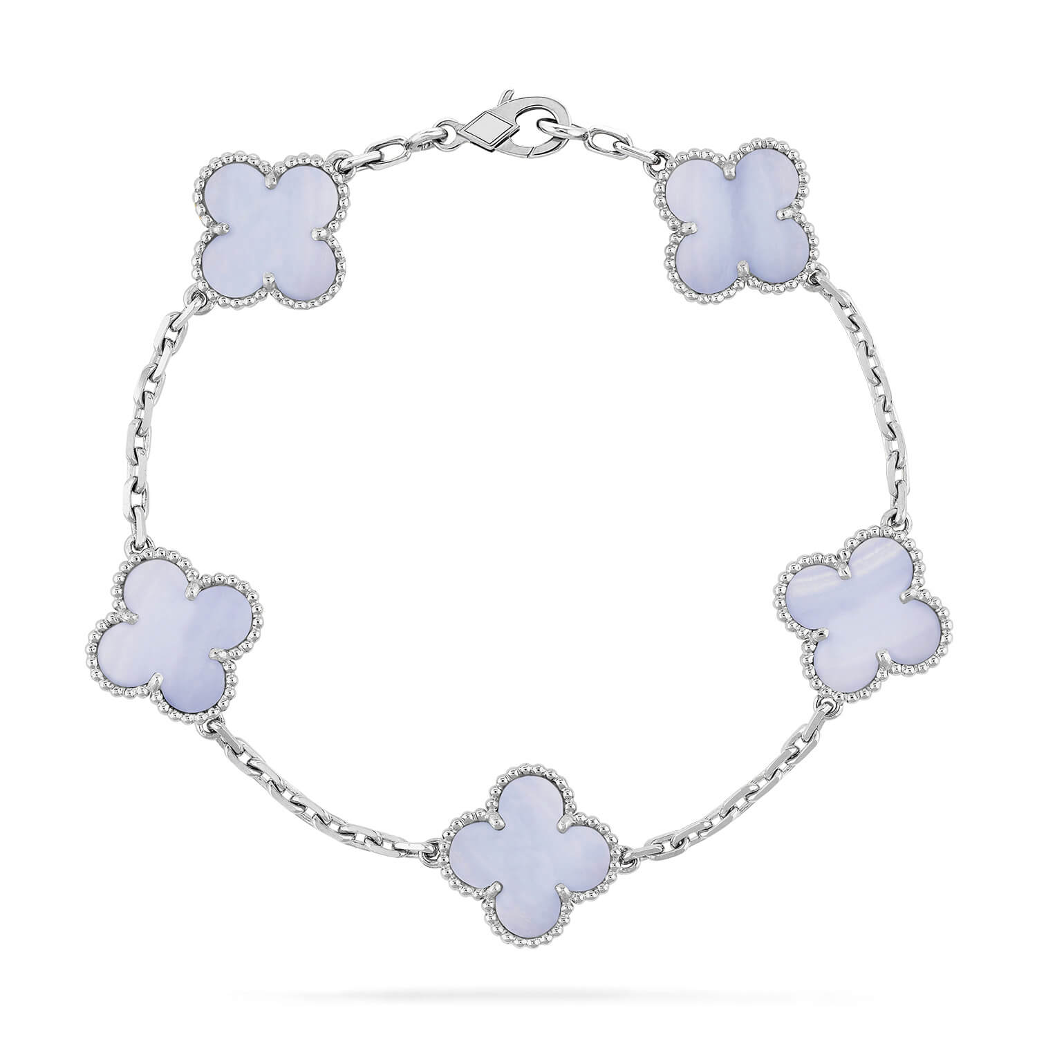 [Raffine]CLOVER  5 MOTIF PURPLE CHALCEDONY BRACELET SILVER