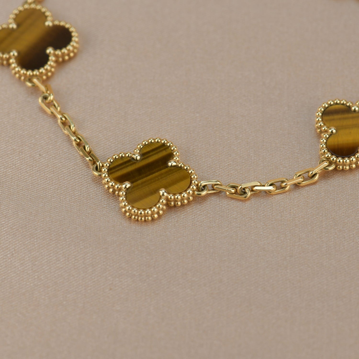 [Raffine]CLOVER  5 MOTIFS TIGER EYE BRACELET