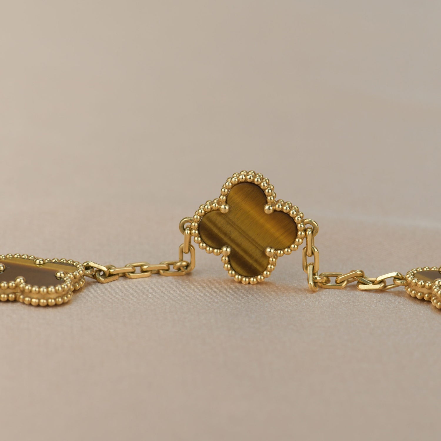 [Raffine]CLOVER  5 MOTIFS TIGER EYE BRACELET