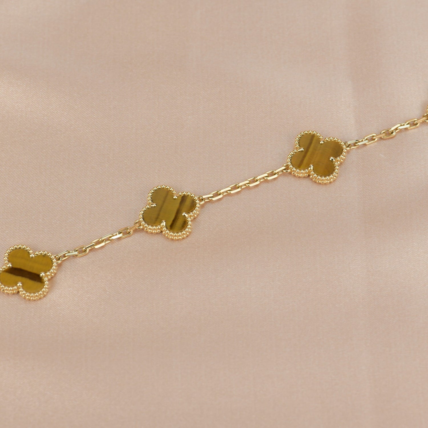 [Raffine]CLOVER  5 MOTIFS TIGER EYE BRACELET