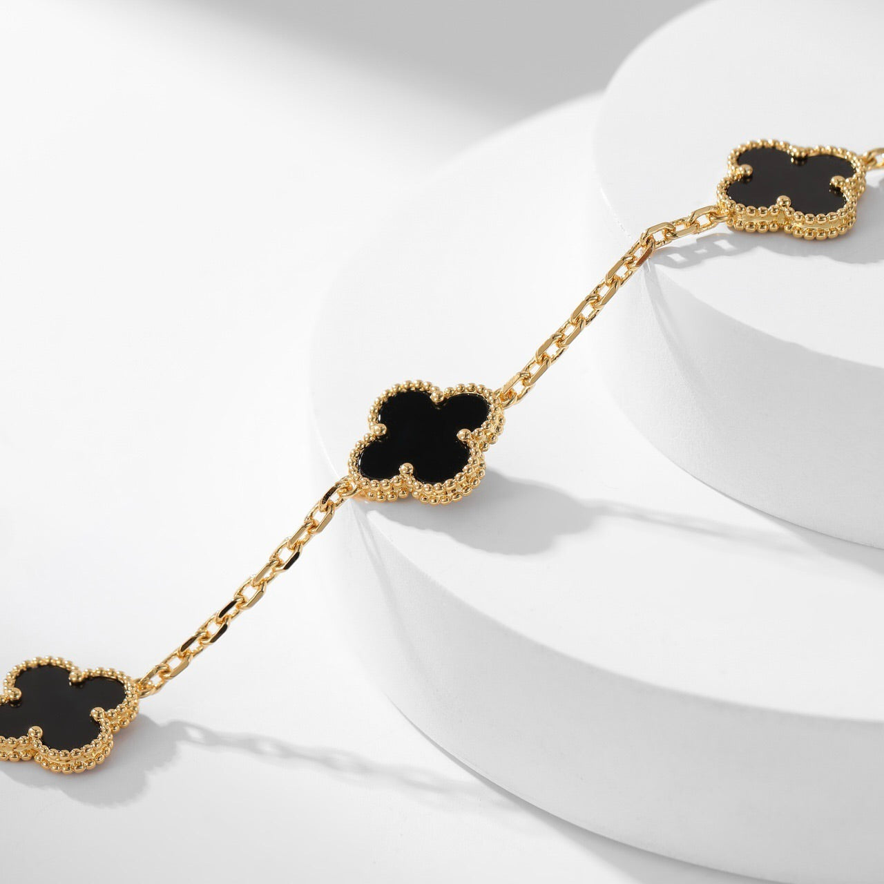 [Raffine]CLOVER 10 MOTIFS ONYX NECKLACE