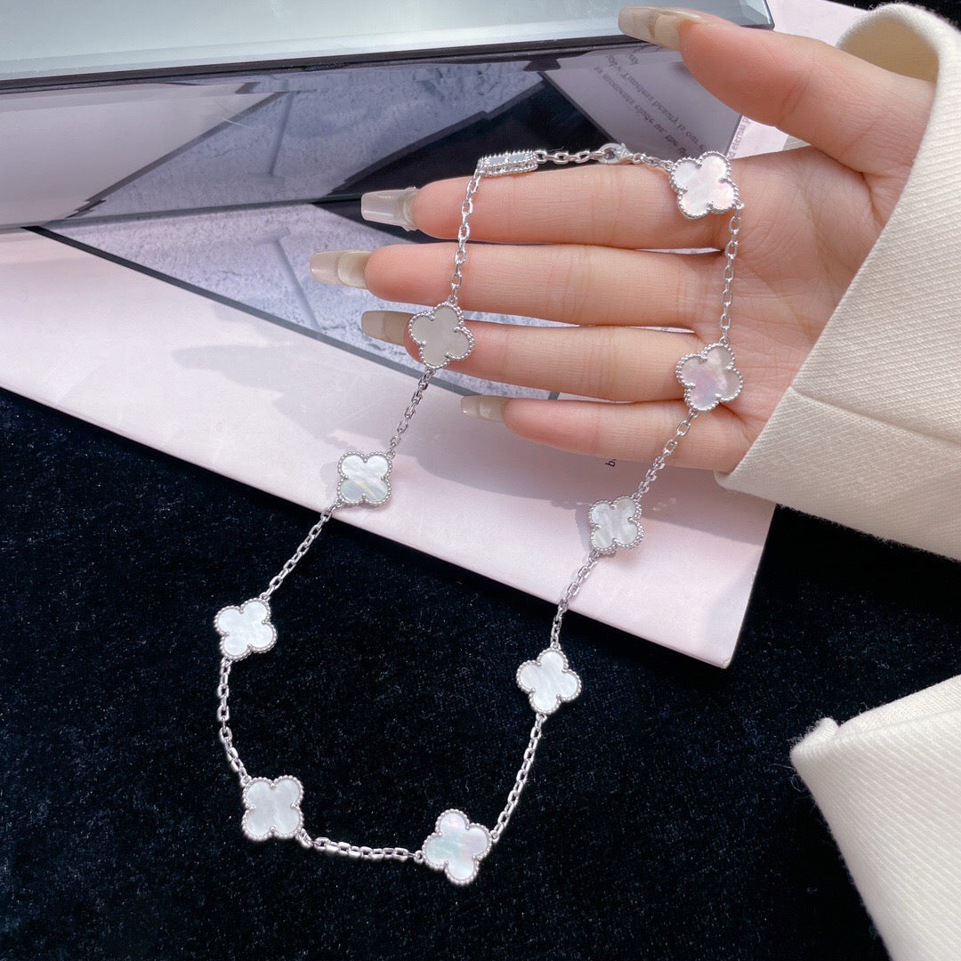 [Raffine]CLOVER 10 MOTIFS WHITE MOTHER OF PEARL NECKLACE