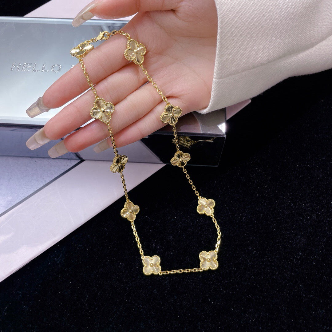 [Raffine]CLOVER 10 MOTIFS LASER NECKLACE