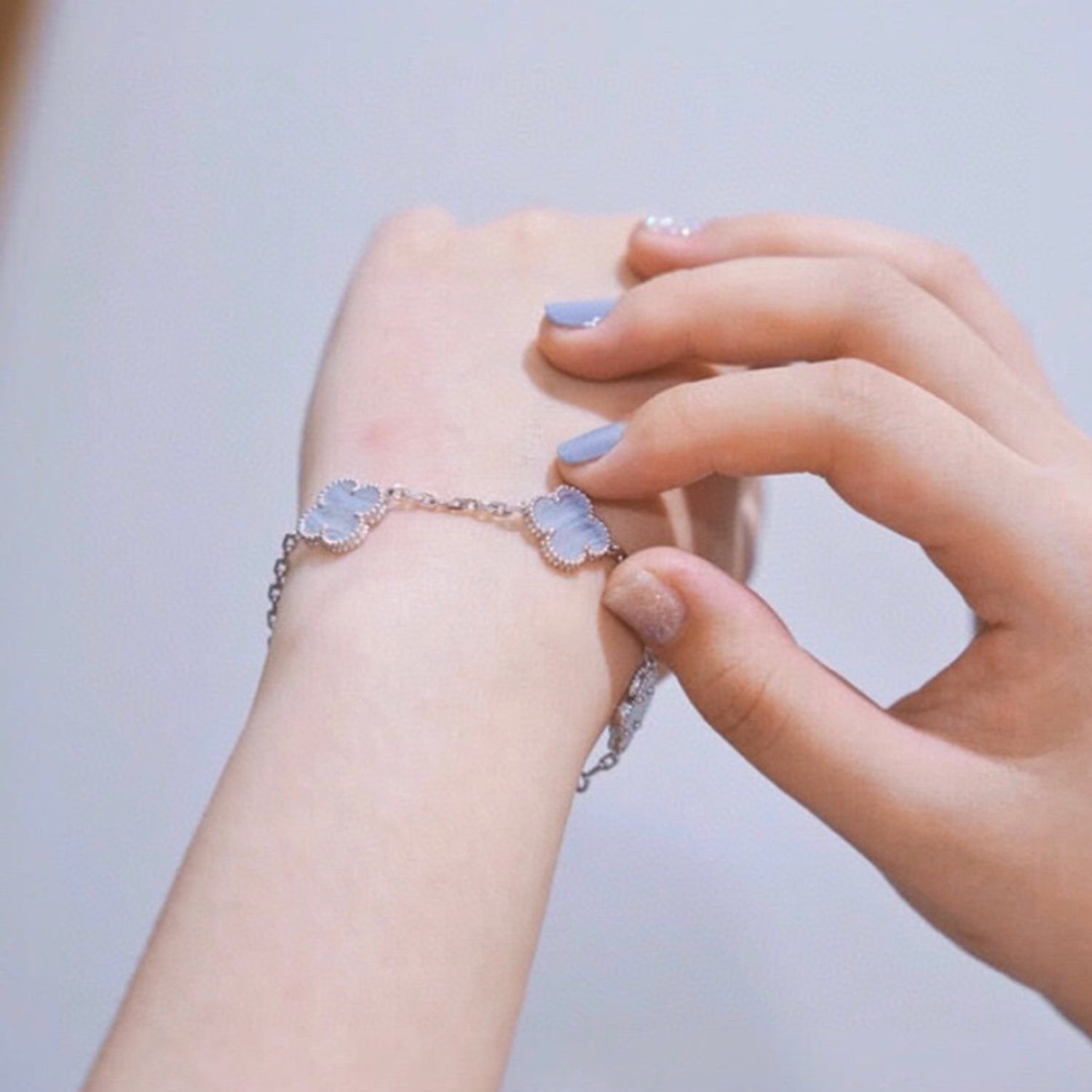[Raffine]CLOVER  5 MOTIF PURPLE CHALCEDONY BRACELET SILVER