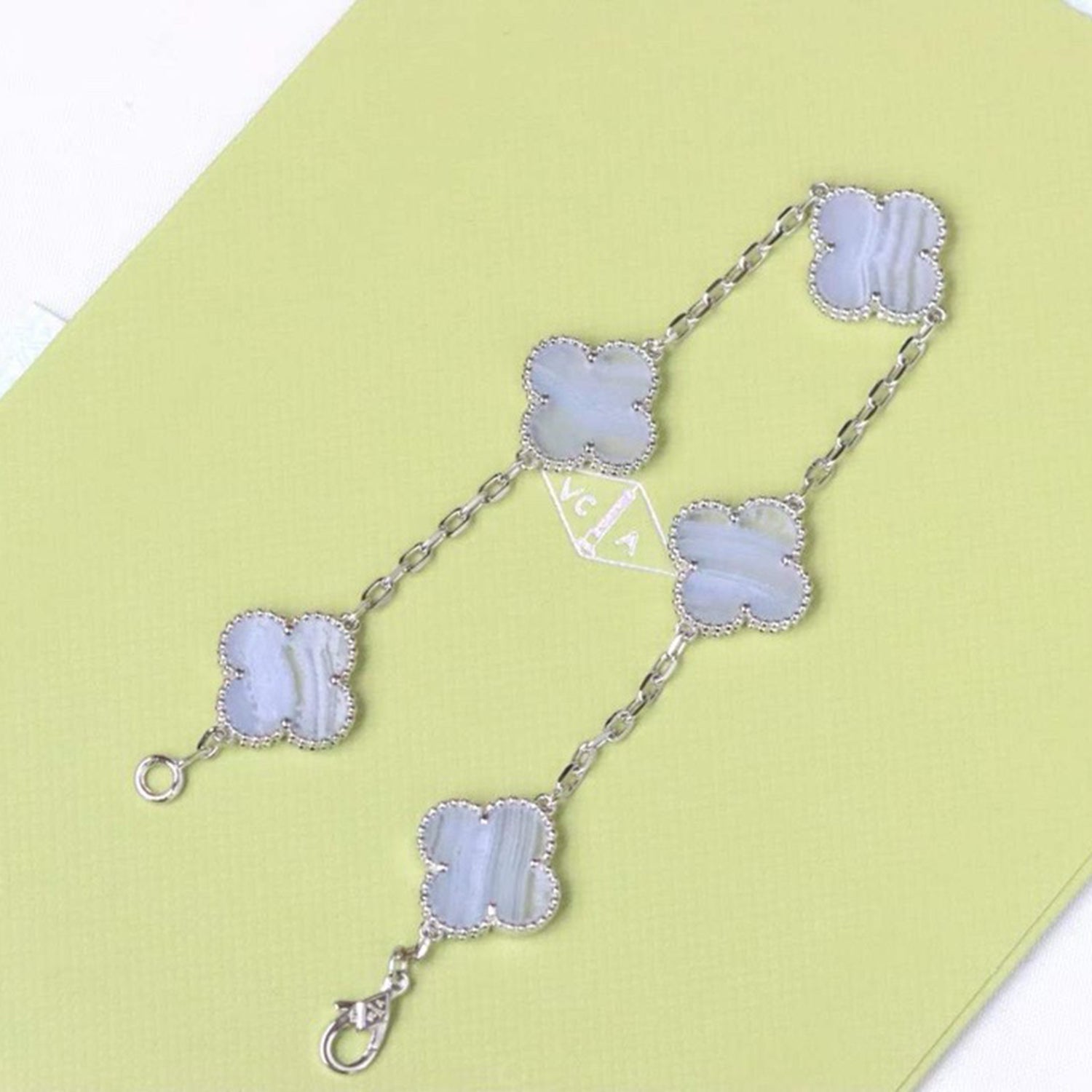 [Raffine]CLOVER  5 MOTIF PURPLE CHALCEDONY BRACELET SILVER