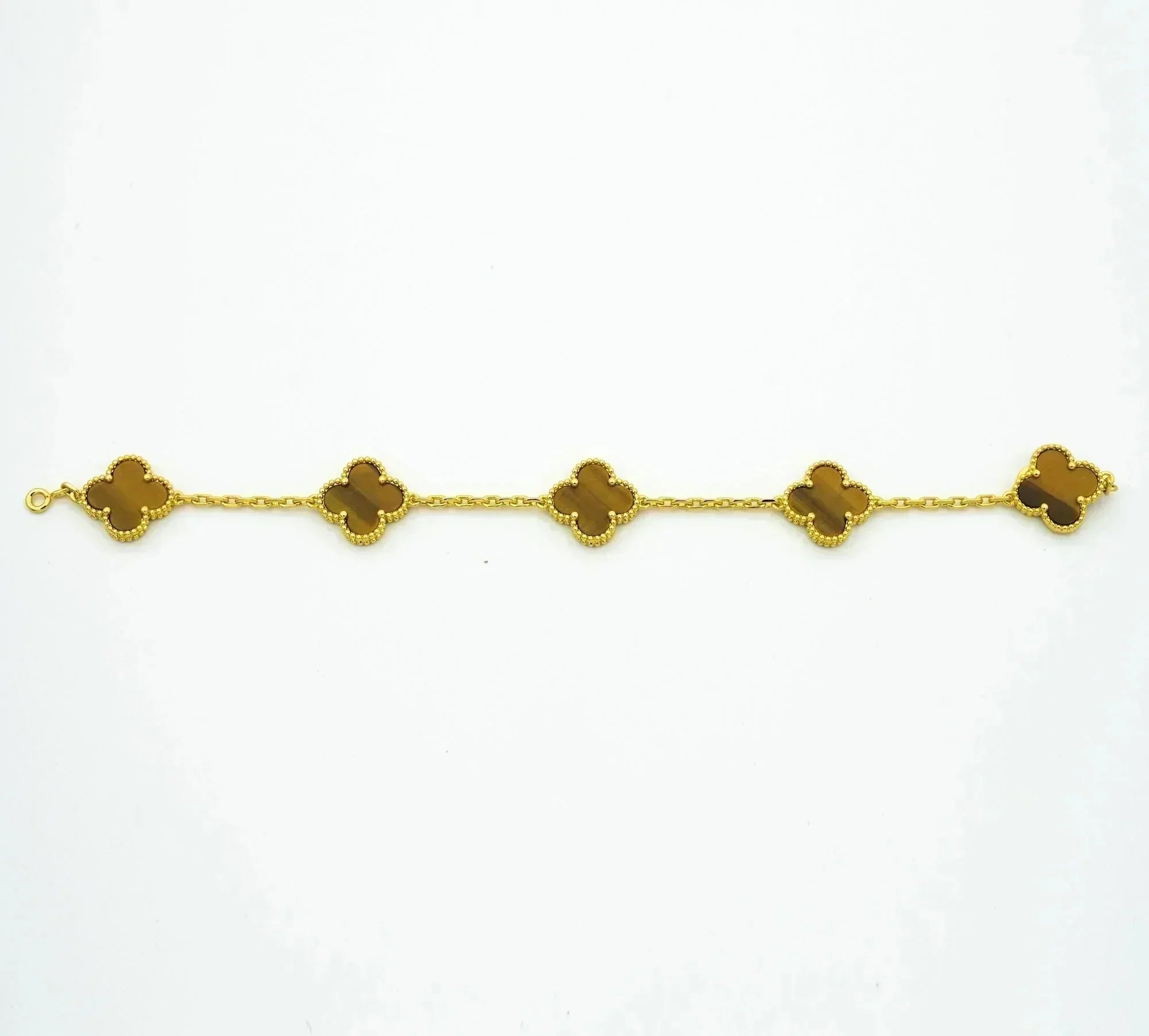 [Raffine]CLOVER  5 MOTIFS TIGER EYE BRACELET