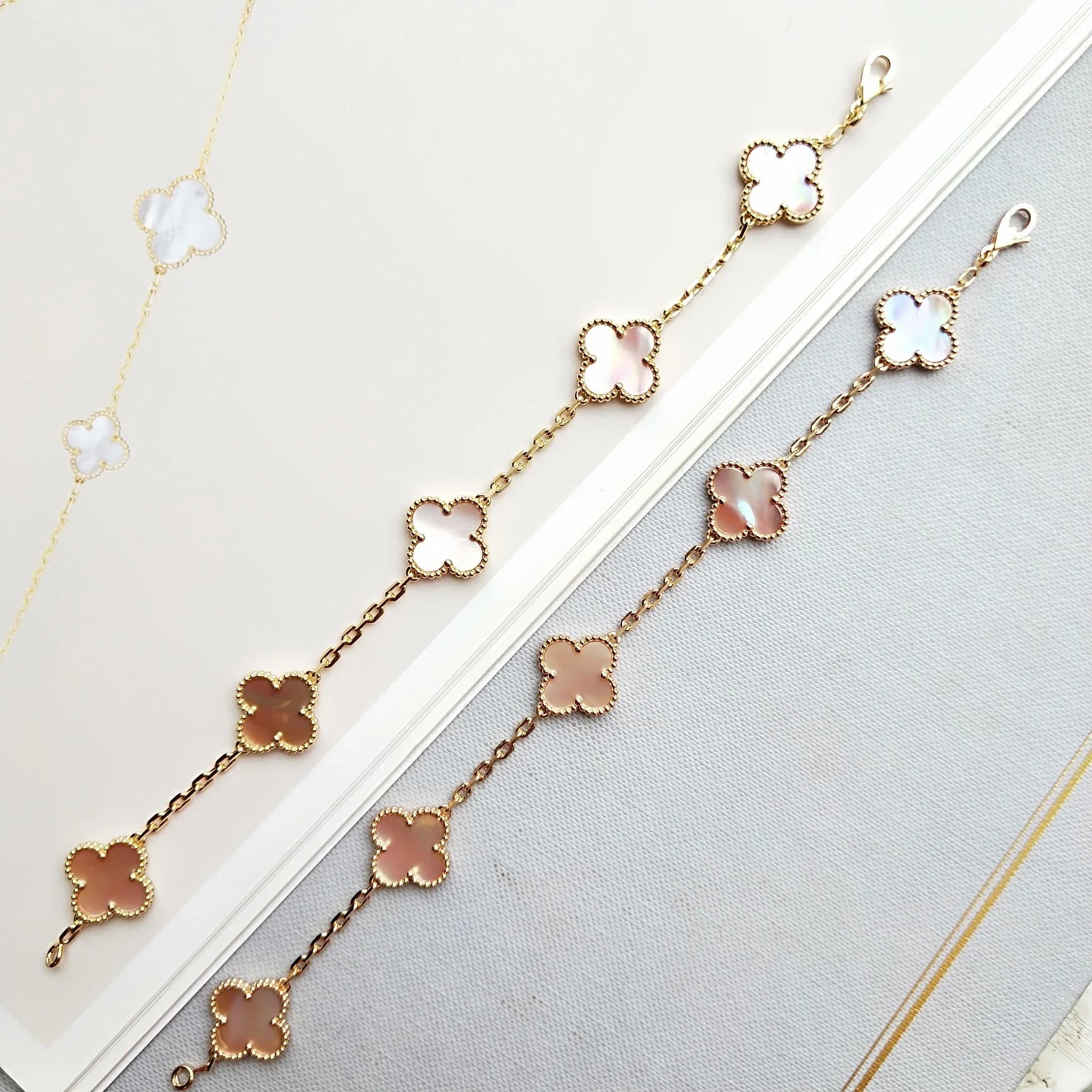 [Raffine]CLOVER 5 PINK MOP BRACELET