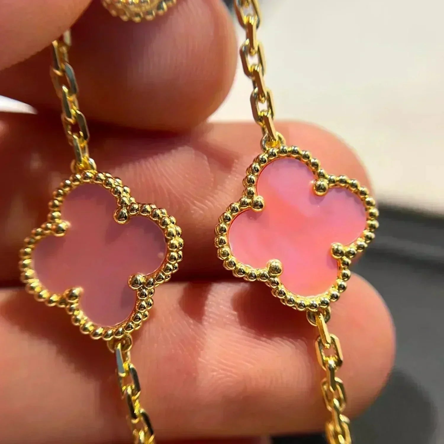 [Raffine]CLOVER 5 PINK MOP BRACELET