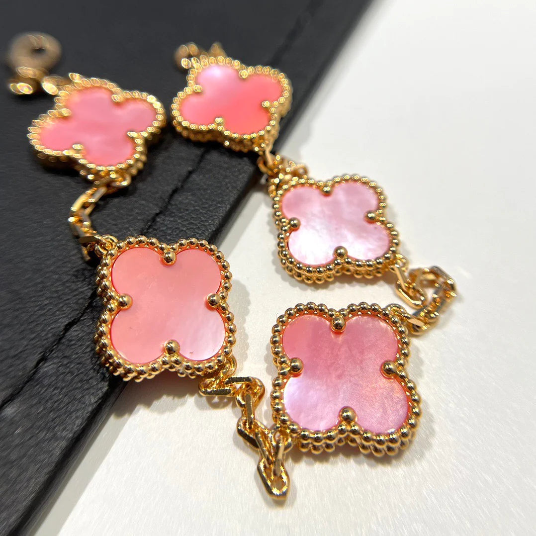 [Raffine]CLOVER 5 PINK MOP BRACELET