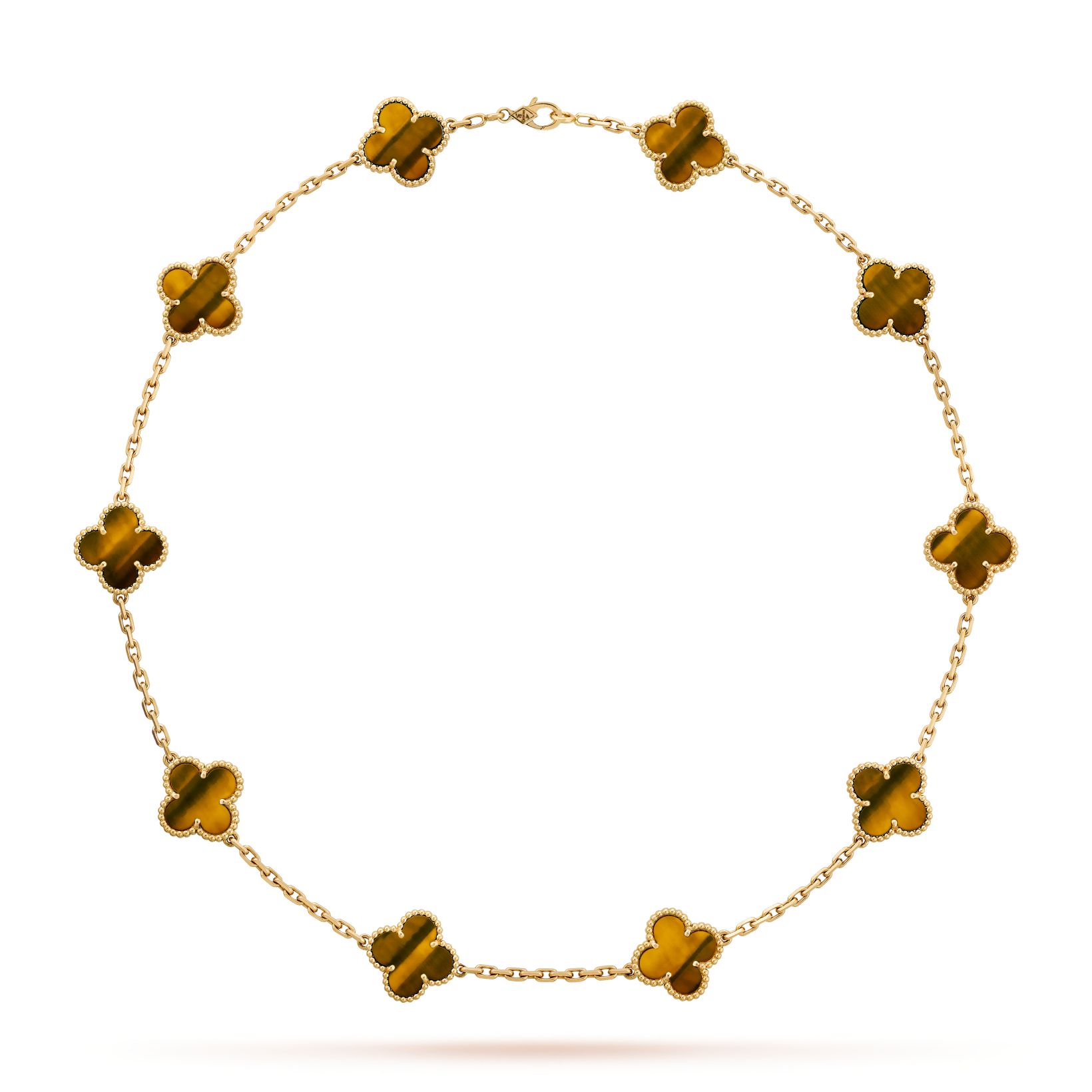 [Raffine]CLOVER 10 MOTIFS TIGER EYE NECKLACE