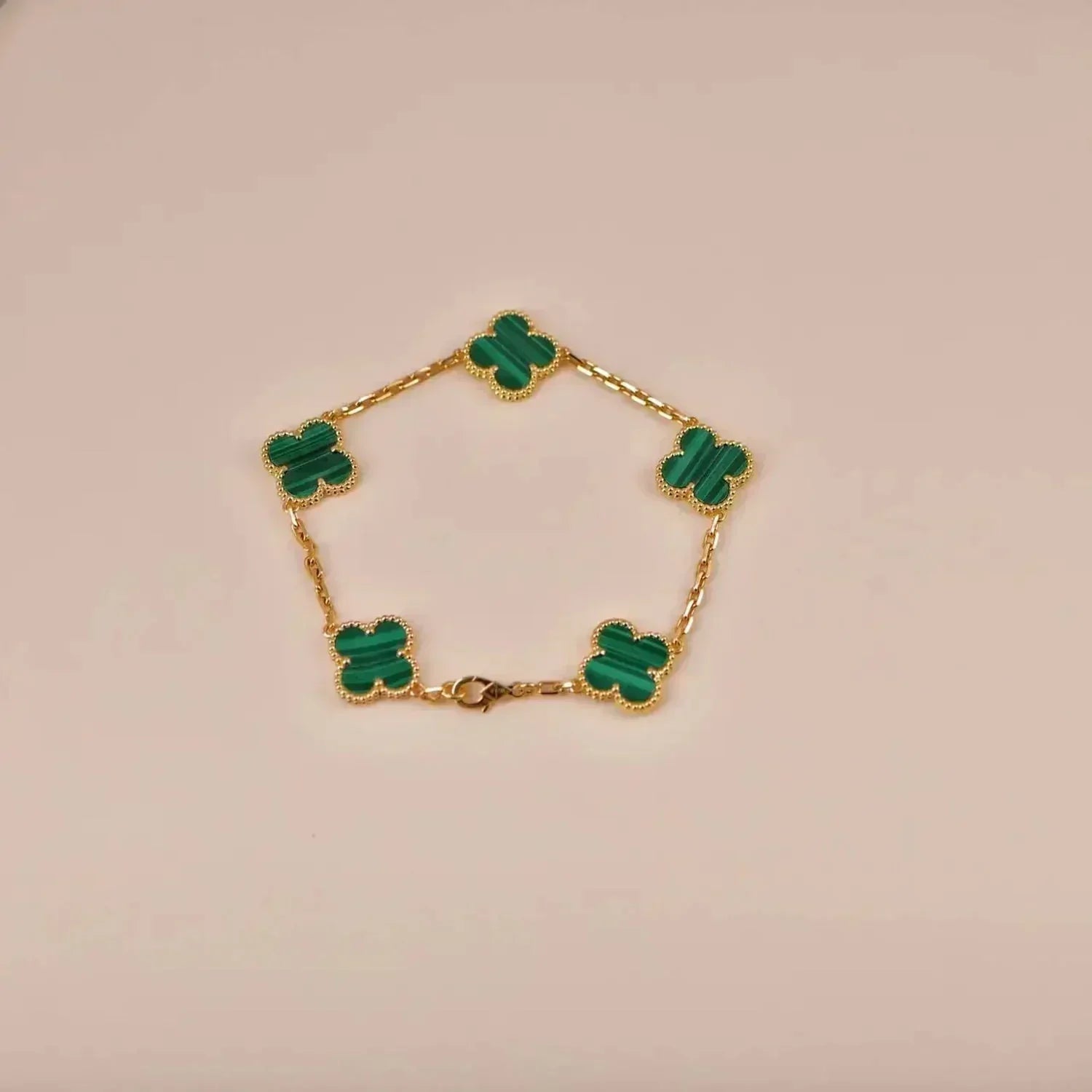 [Raffine]CLOVER 5 MOTIFS MALACHITE BRACELET